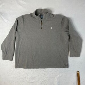 Polo Ralph Lauren Quarter Zip Pullover Mens‎ XXL Gray Cotton Ribbed Knit Sweater